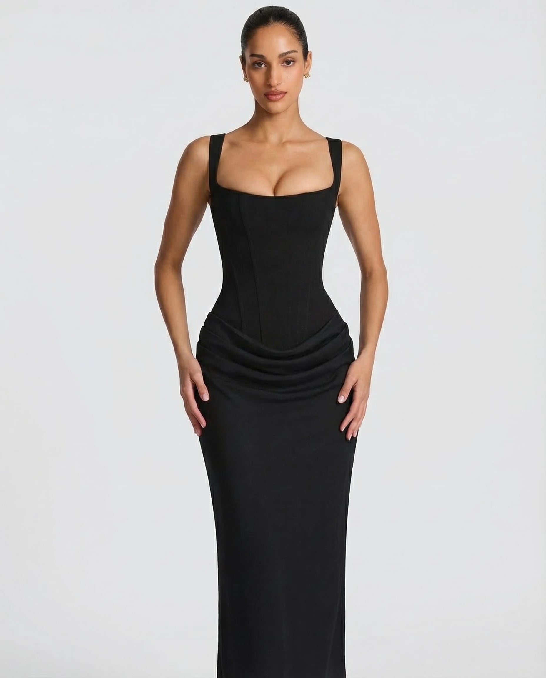 Elyndoria - Women's Elegant Satin Hourglass-Fit Maxi Dress
