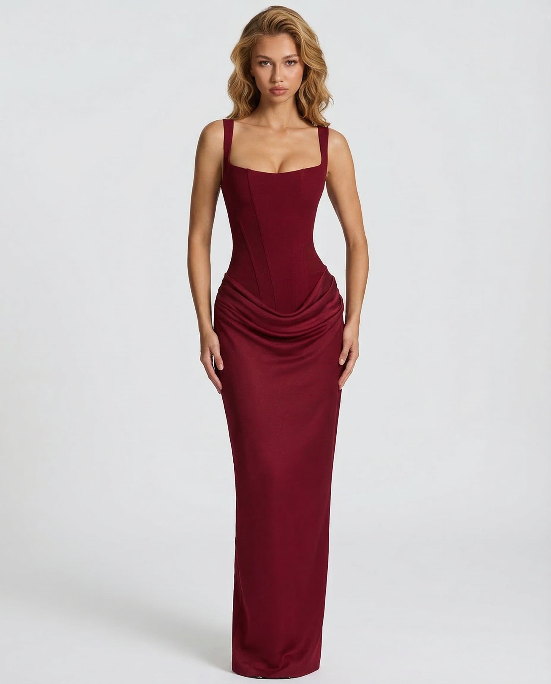 Elyndoria - Women's Elegant Satin Hourglass-Fit Maxi Dress