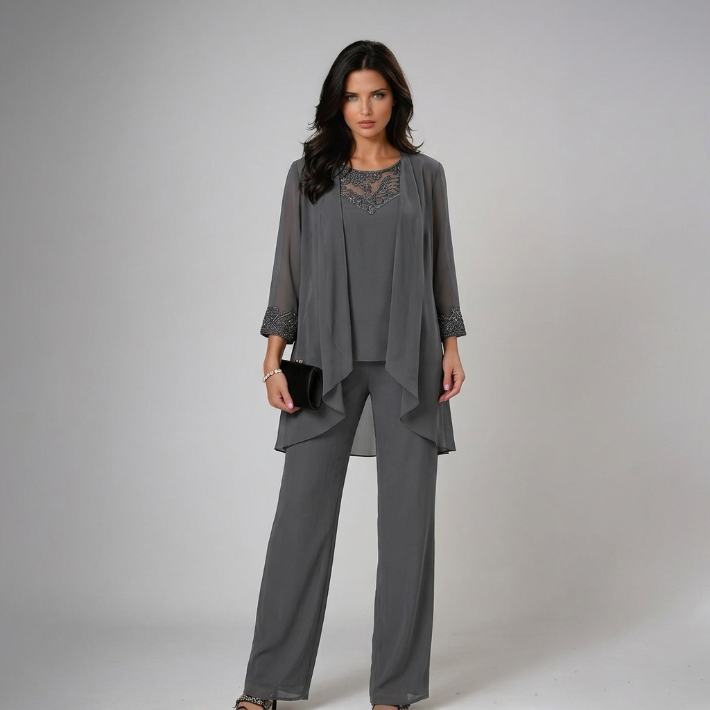 Ixalisse - Elegant three-piece flowy and refined women's pant set