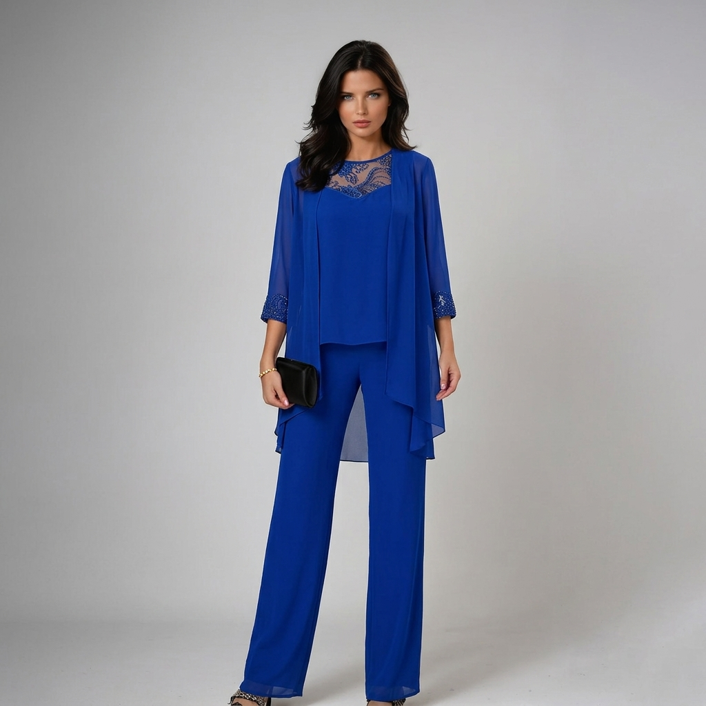 Ixalisse - Elegant three-piece flowy and refined women's pant set