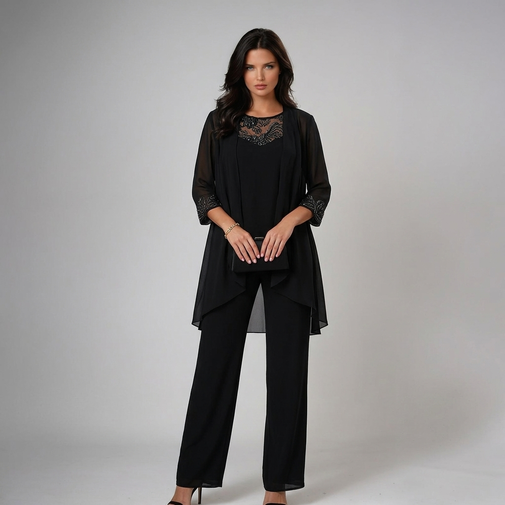 Ixalisse - Elegant three-piece flowy and refined women's pant set