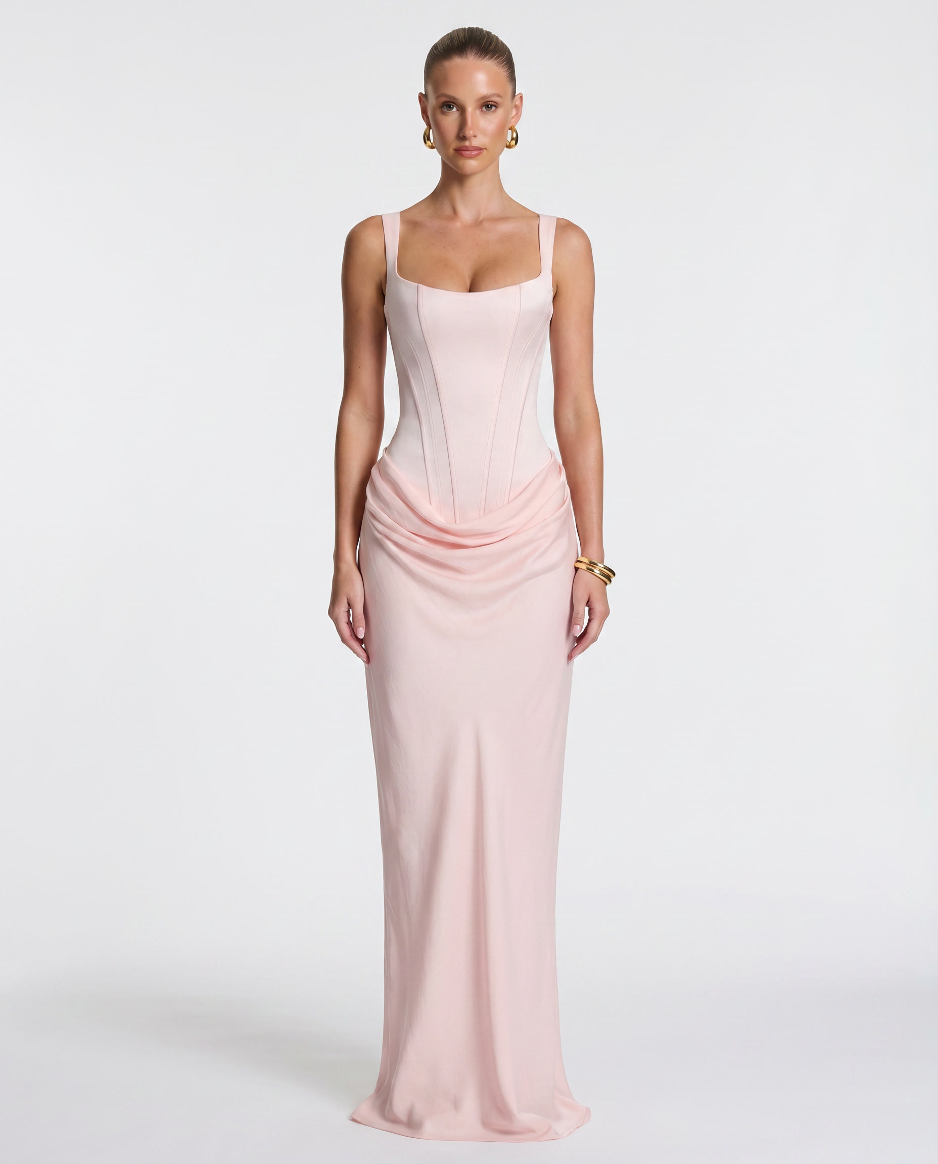 Elyndoria - Women's Elegant Satin Hourglass-Fit Maxi Dress