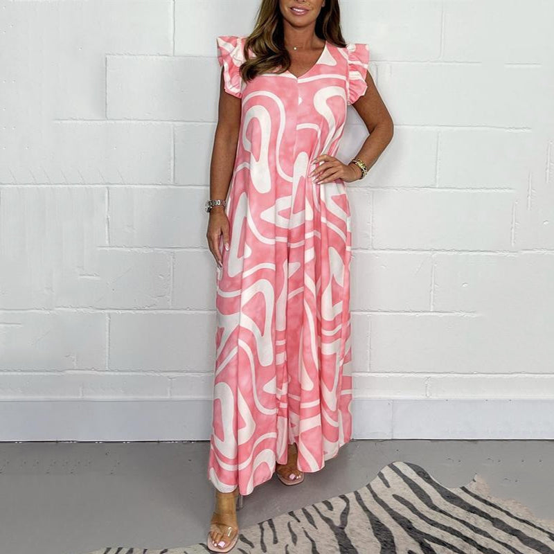 Adelinae - Elegant Geometric Print Jumpsuit