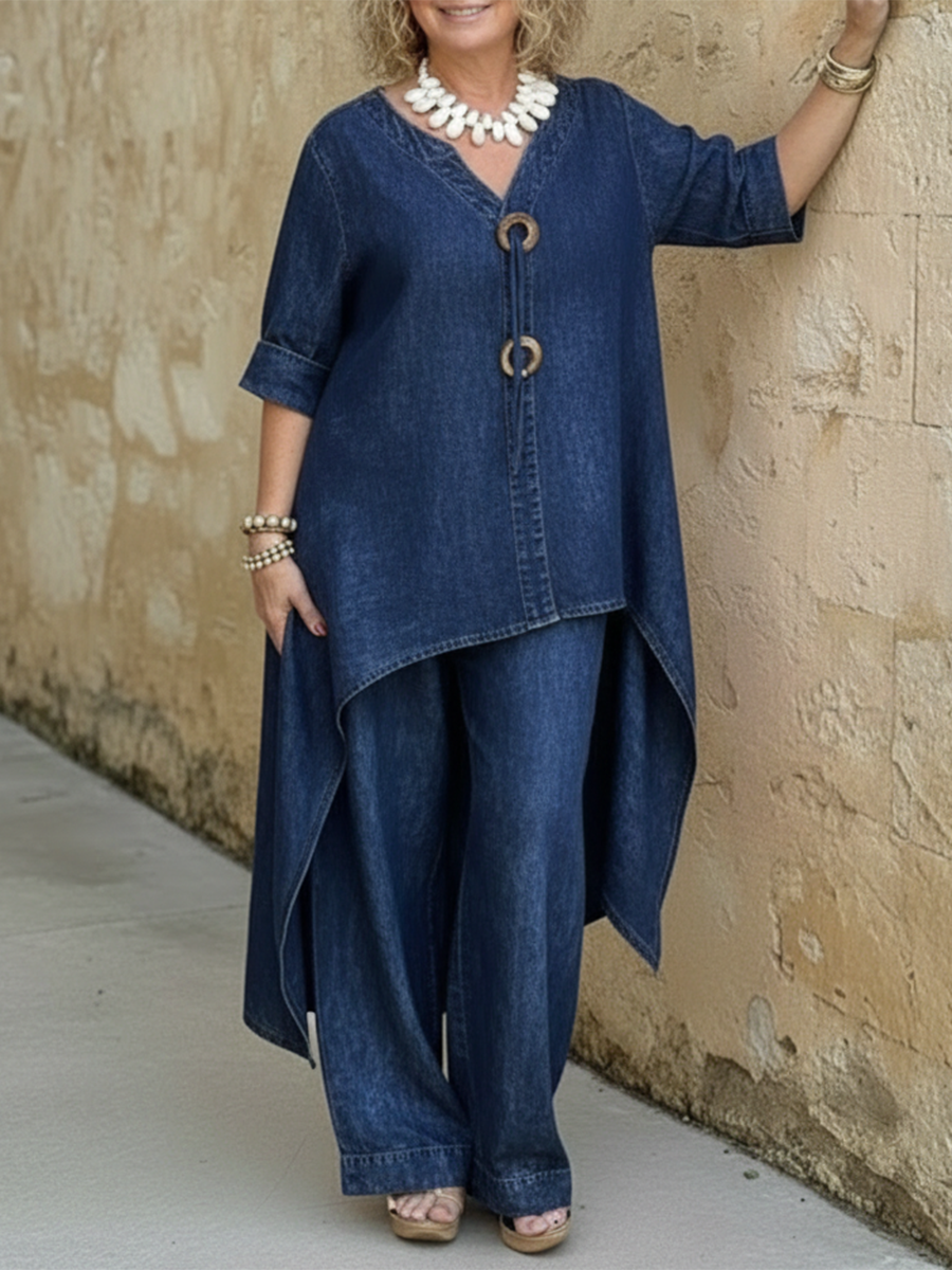 Rosellea - Women's Flowy Denim Set