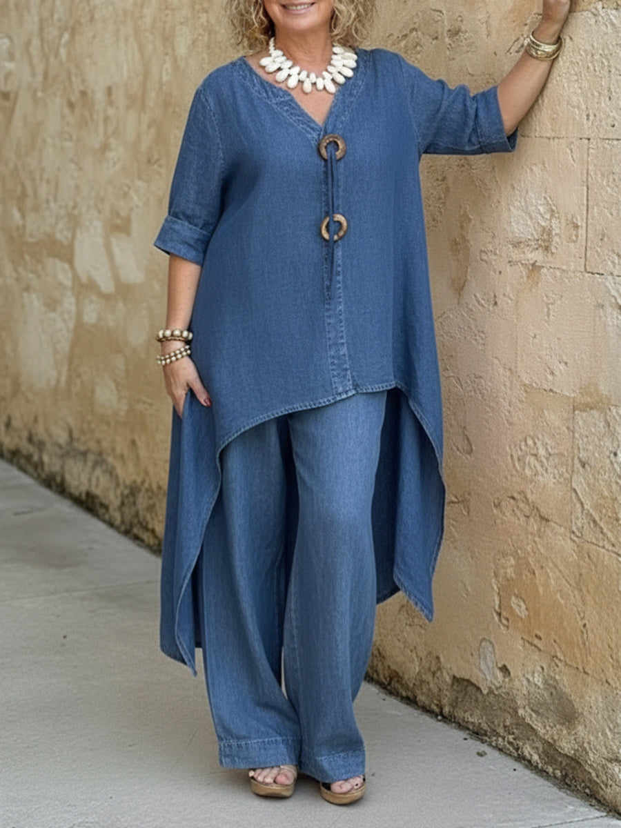 Rosellea - Women's Flowy Denim Set