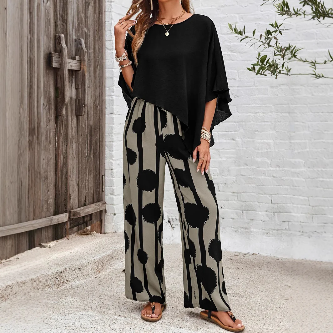 Mireth - Elegant Two-Piece Artistic Print Modern Women's Set