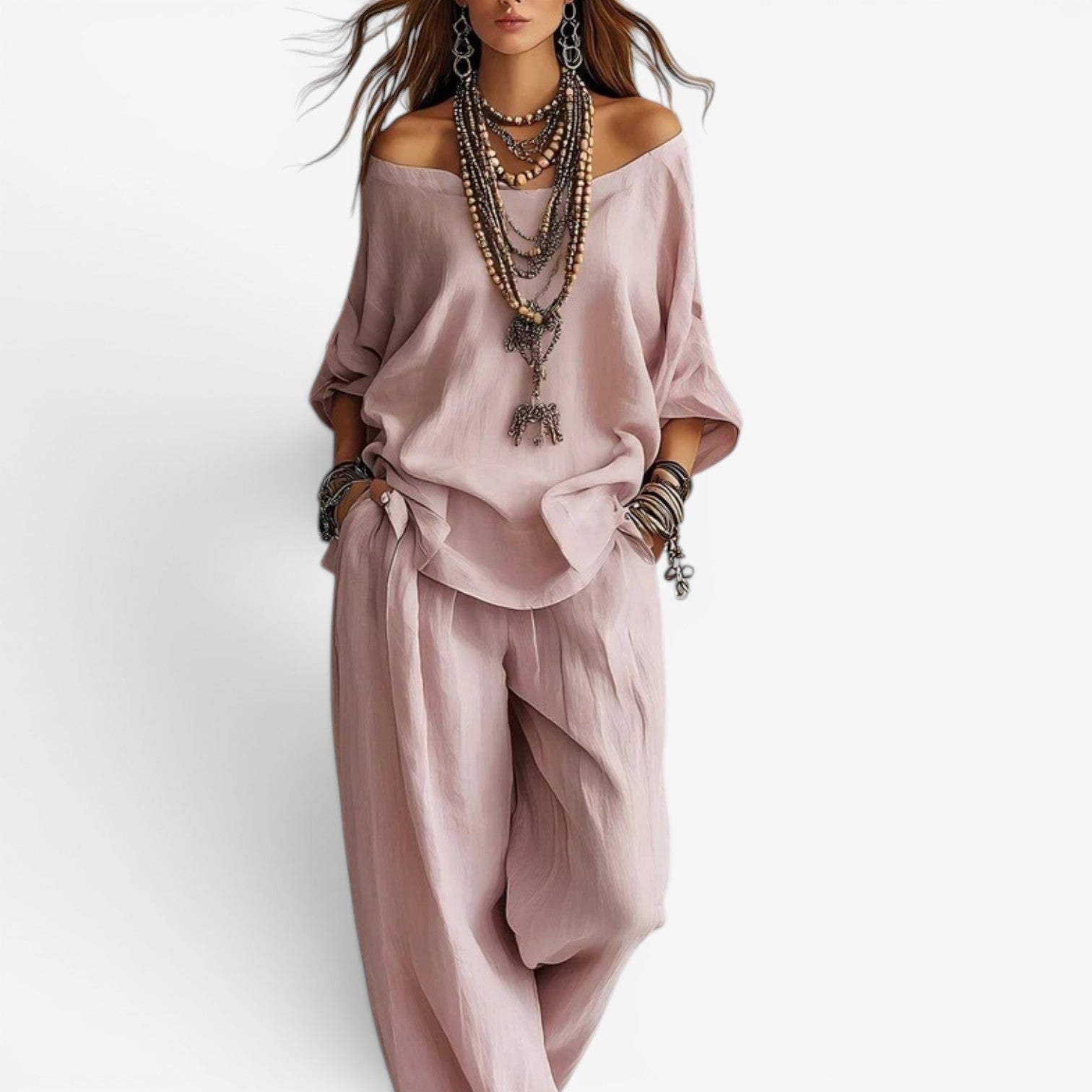 Ozelith - Women's fluid bohemian chic casual style set