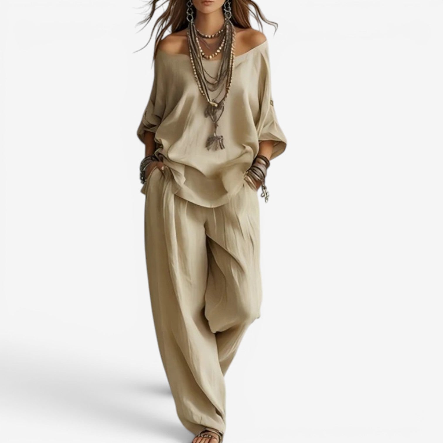 Ozelith - Women's fluid bohemian chic casual style set