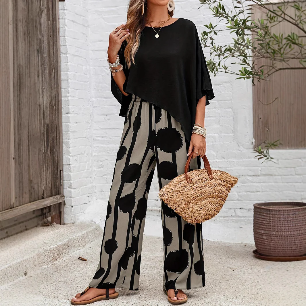 Mireth - Elegant Two-Piece Artistic Print Modern Women's Set
