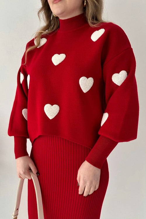 Annette - Trendy Heart and High Waisted Skirt Set