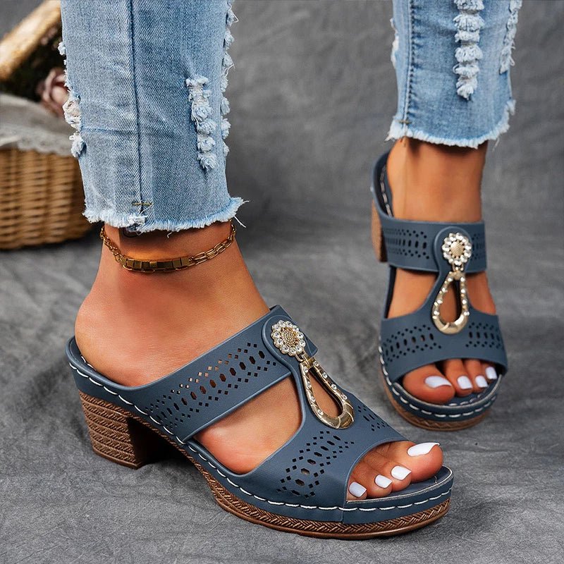 Novellea - Women's orthopedic sandals with comfortable, open-work heel