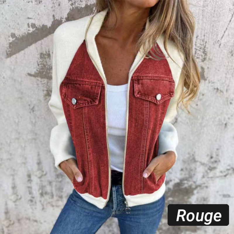 Lilia - Zippered Denim Jacket