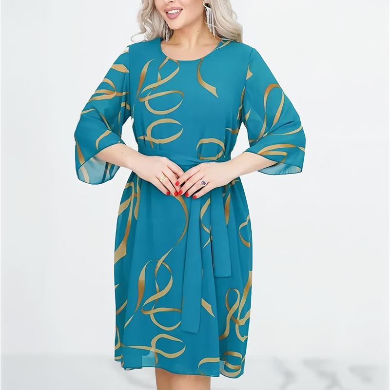 Blandine - Elegant Midi Dress with Ruffled Sleeves