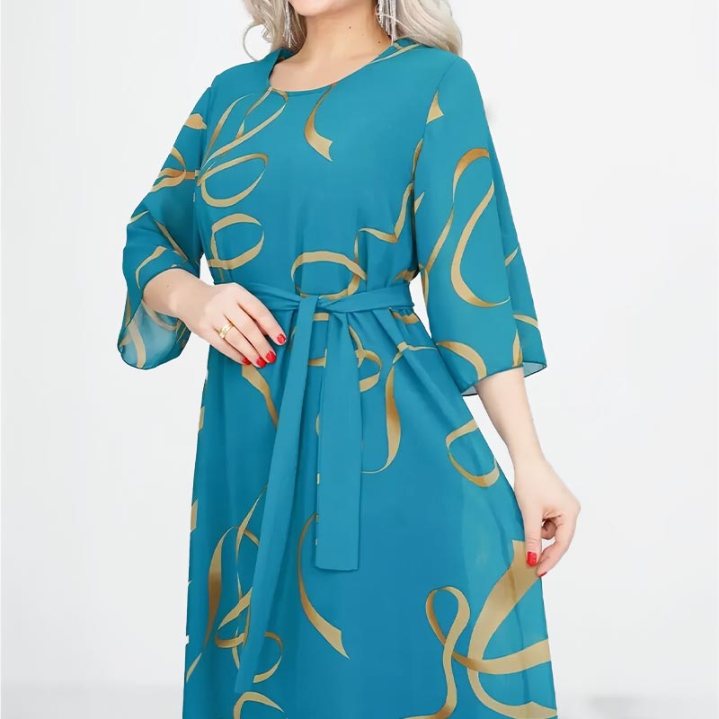 Blandine - Elegant Midi Dress with Ruffled Sleeves