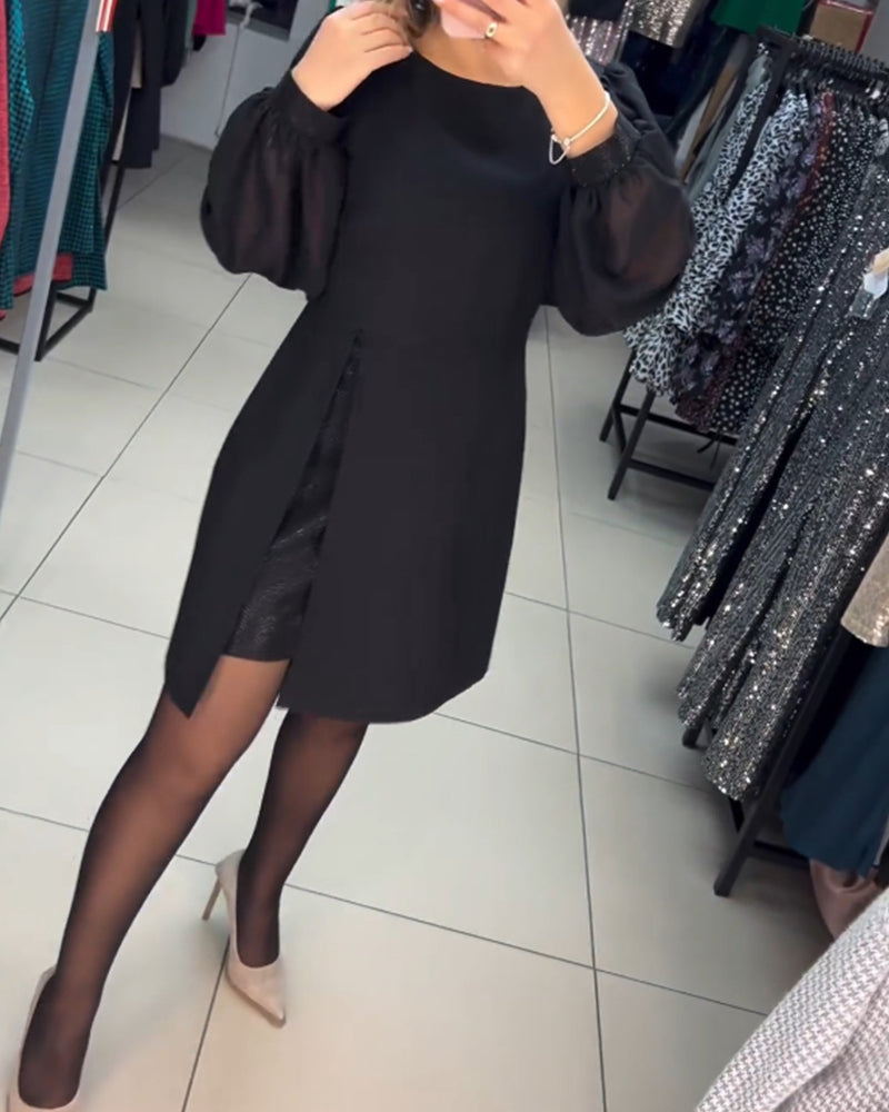 Carine - Elegant two-piece midi dress with high slit