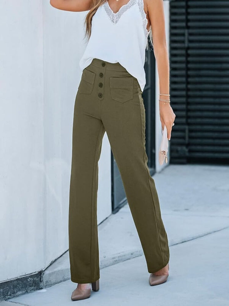 Nara - High Elasticity - High Waist Straight Leg Casual Pants
