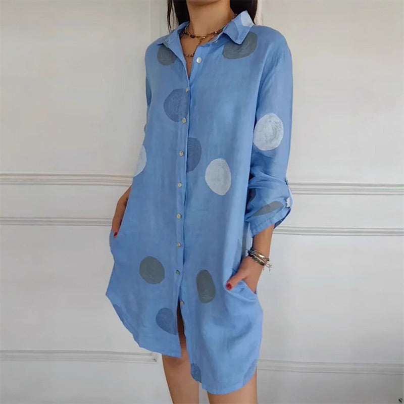 Melina - Women's Casual Printed Button Down Shirt Dress