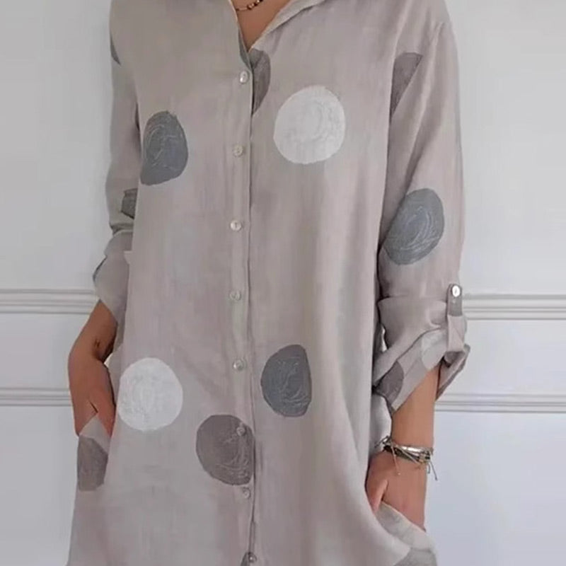 Melina - Women's Casual Printed Button Down Shirt Dress