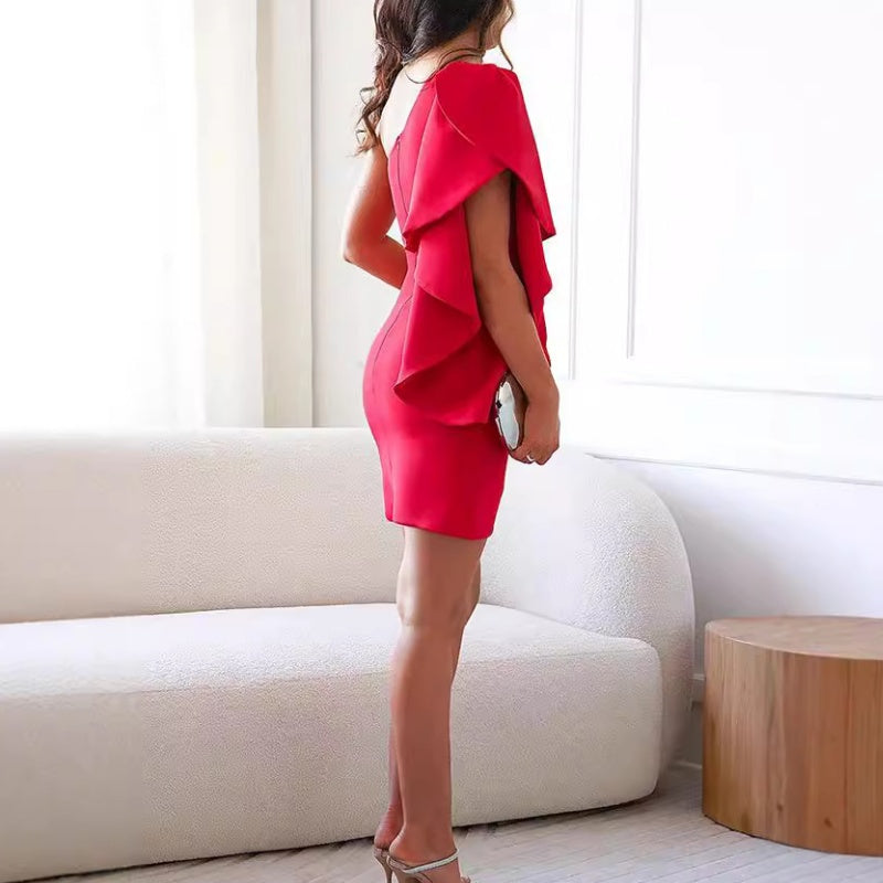 Arya - Women's Off-the-Shoulder Ruffle Sleeve Cocktail Dress