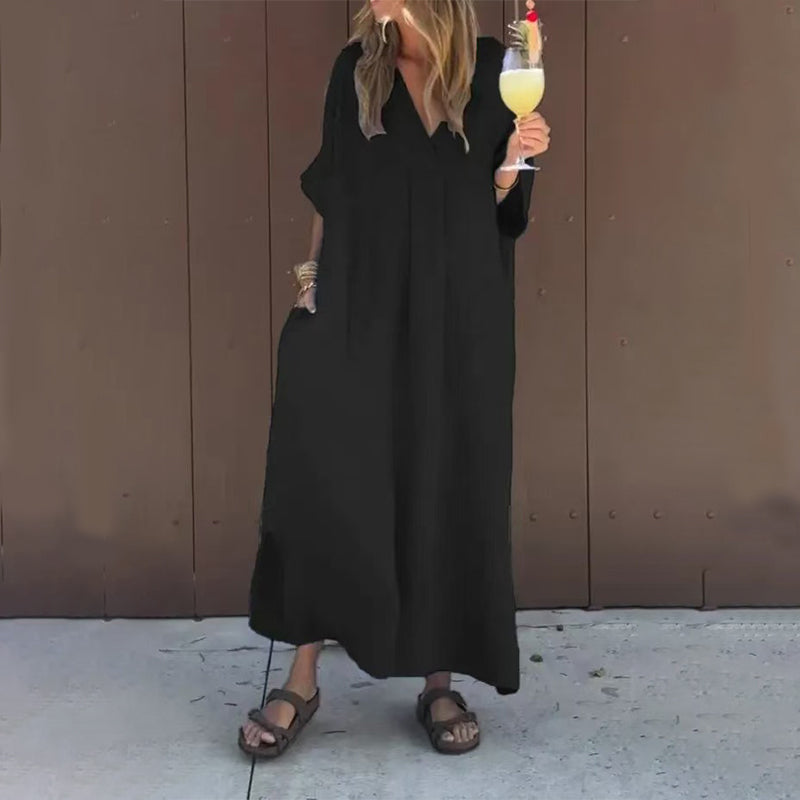 Alessia - Women's Casual Flowy V-Neck Dress