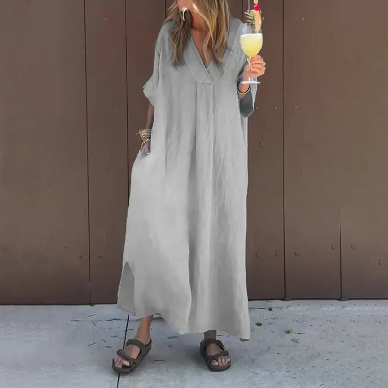Alessia - Women's Casual Flowy V-Neck Dress