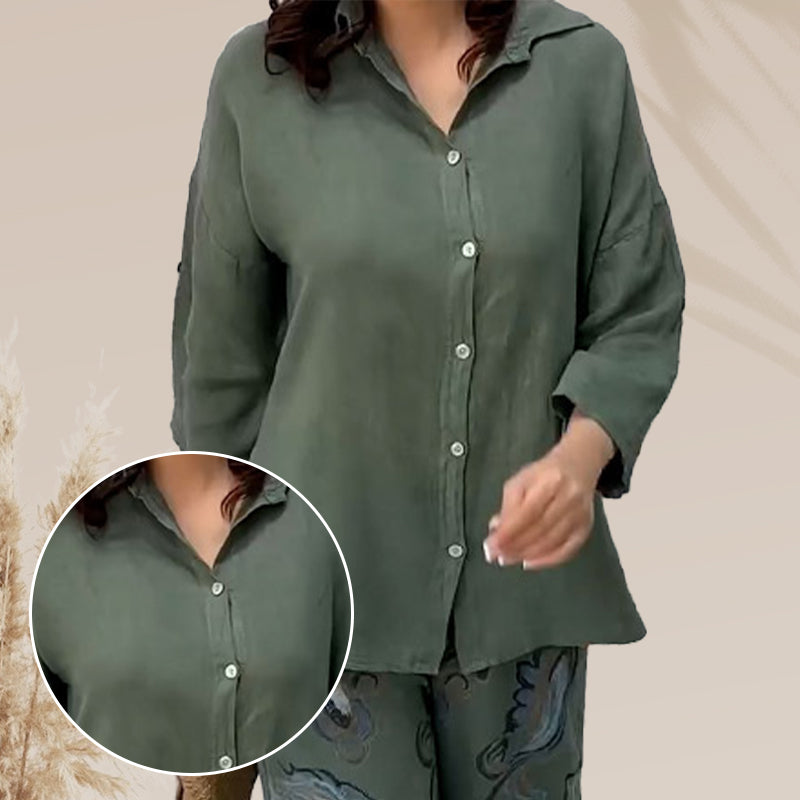 Penelope - Two-Piece Cardigan and High-Waisted Pants Set