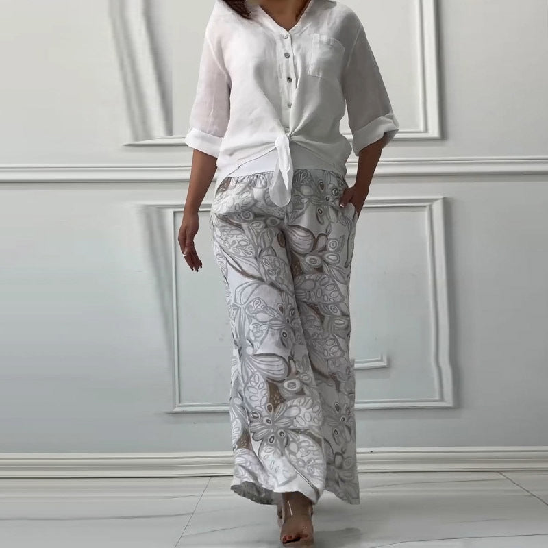 Penelope - Two-Piece Cardigan and High-Waisted Pants Set