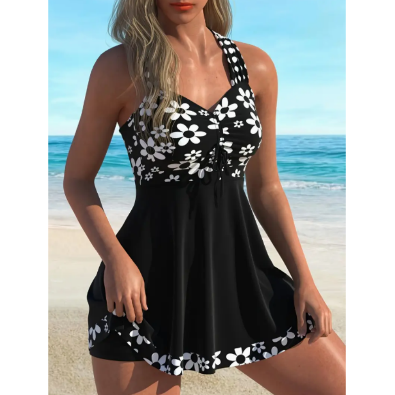 Helirae - Women's Floral Print Swim Tankini and Boyshorts