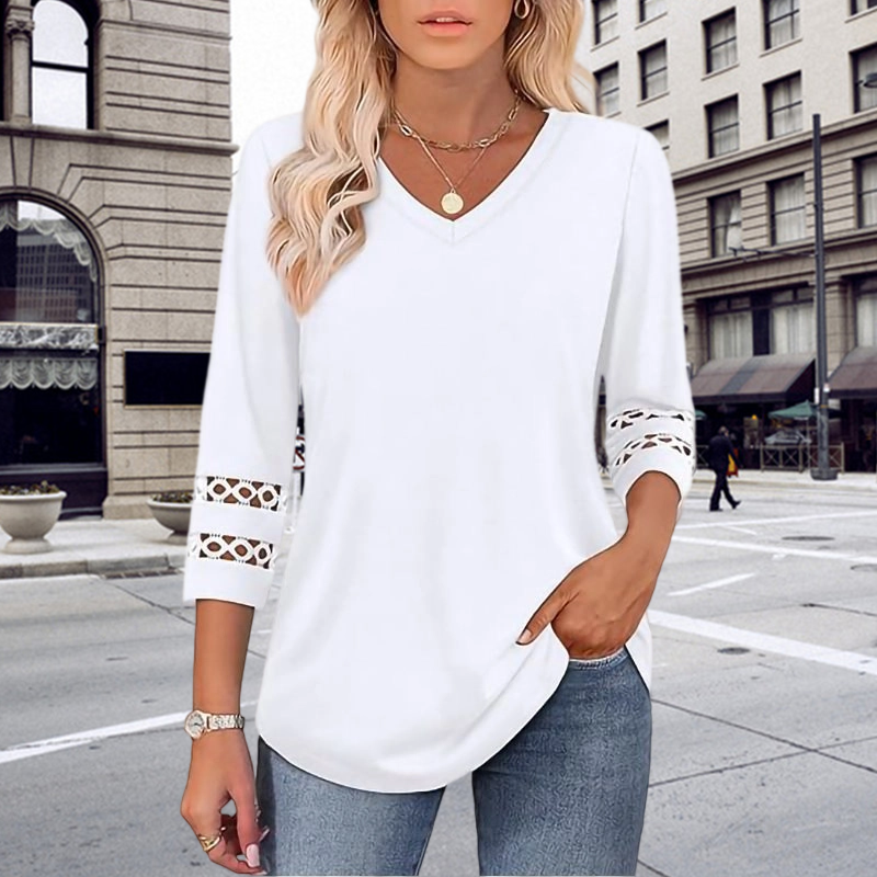 Heliona - Women's 3/4 sleeve V-neck top