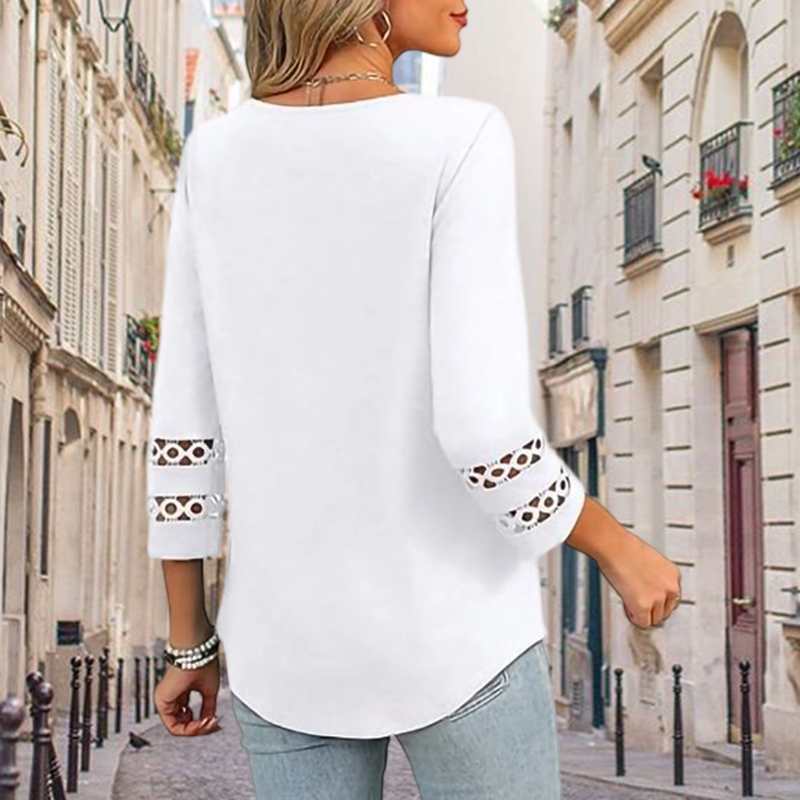 Heliona - Women's 3/4 sleeve V-neck top