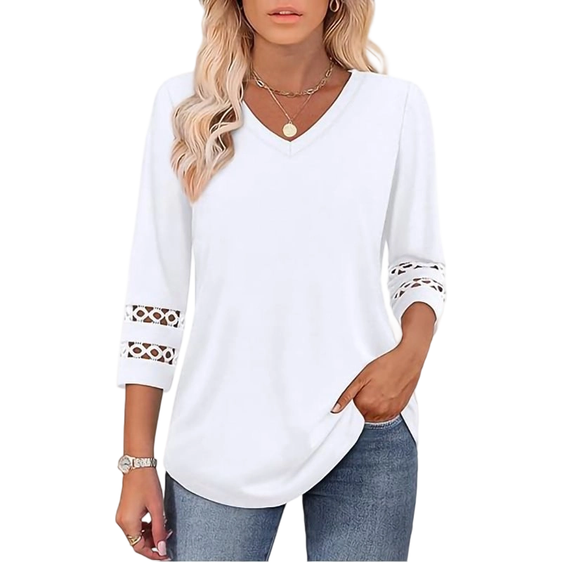 Heliona - Women's 3/4 sleeve V-neck top