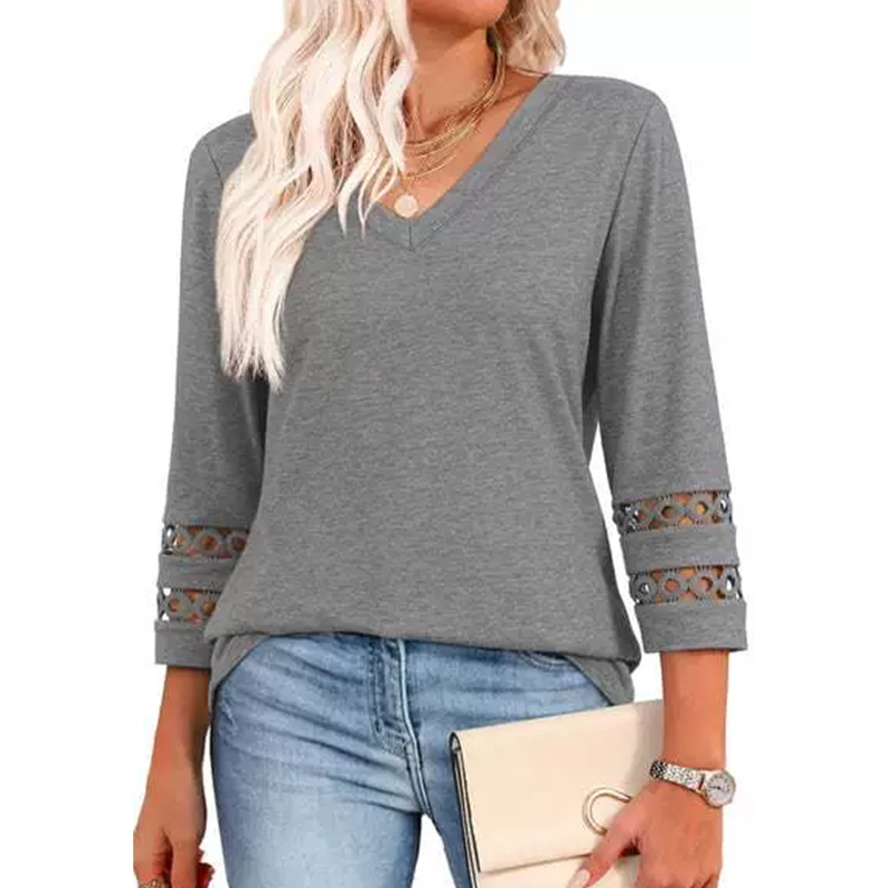 Heliona - Women's 3/4 sleeve V-neck top