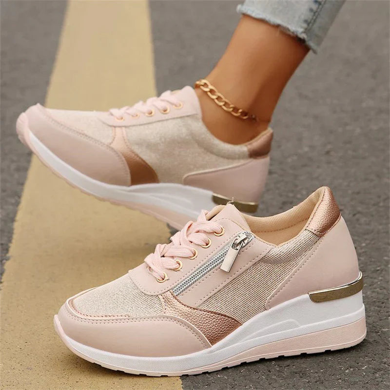 Pavrixa - Women's Reinforced Comfort Trainers with Side Zip, Modern Style