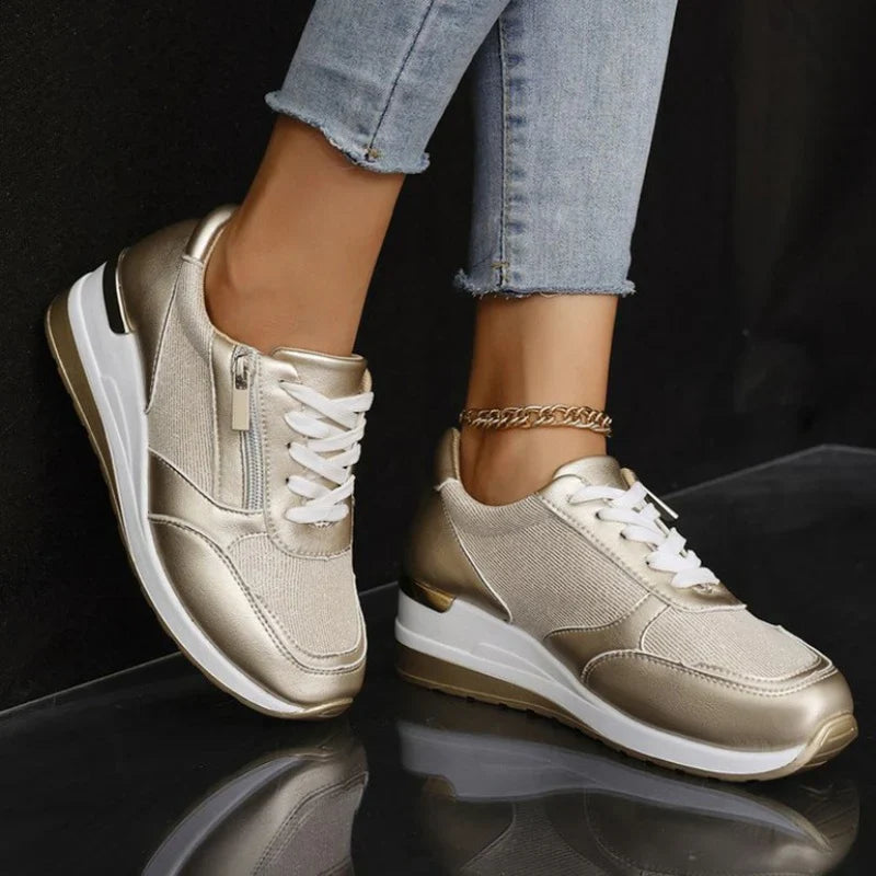 Pavrixa - Women's Reinforced Comfort Trainers with Side Zip, Modern Style