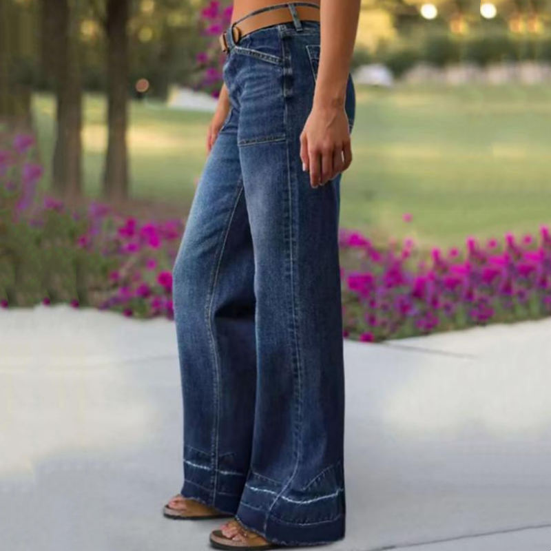 Aurevia - Women's Vintage Style Wide Leg Jeans