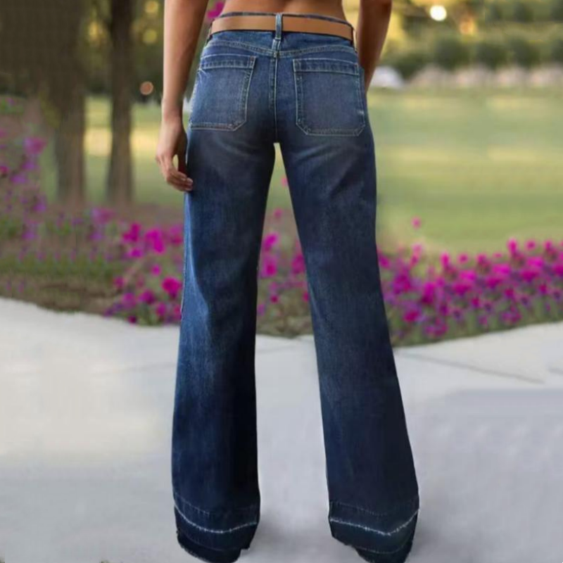 Aurevia - Women's Vintage Style Wide Leg Jeans