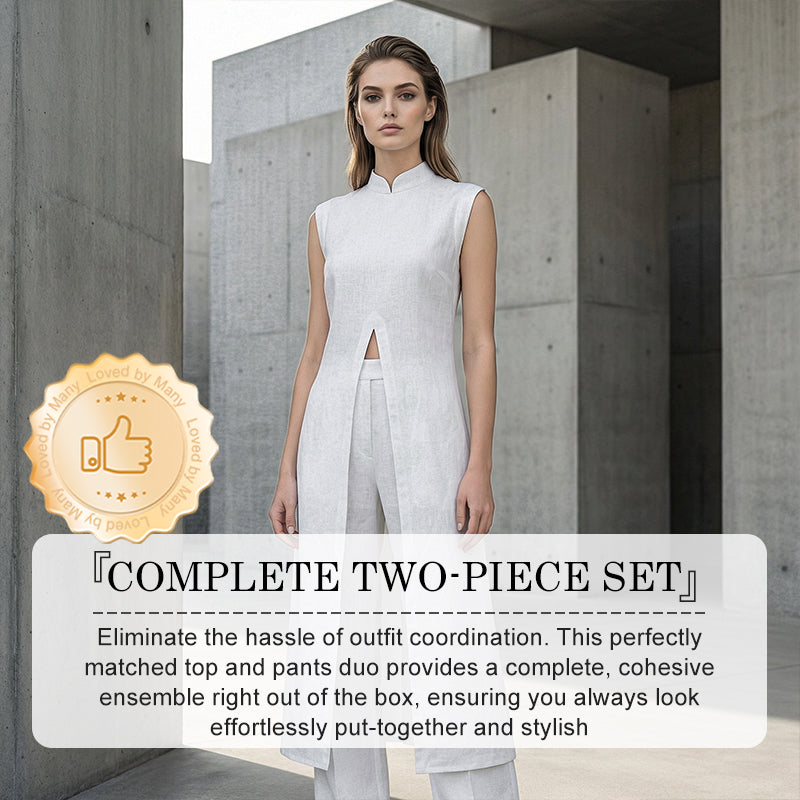 Tylyxa - Women's two-piece cotton fluid slit elegant summer set