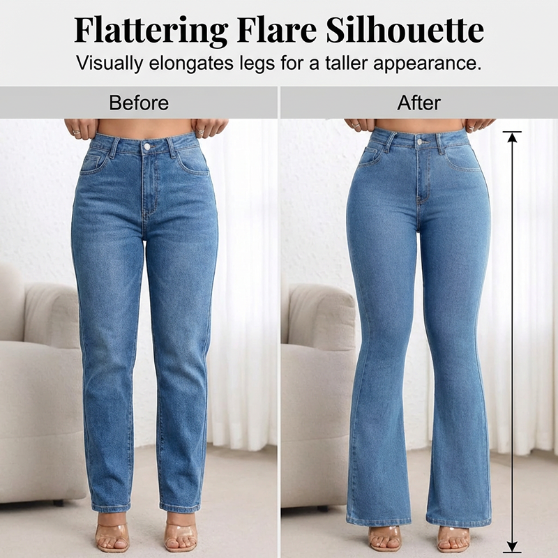 Evarixa - Women's High Waisted Flared Jeans Flattering Cut Elongated Silhouette