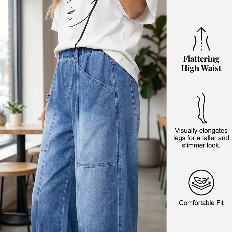 Elyndra - Women's High-Waisted Comfortable Loose-Fit Jeans for Modern Everyday Wear