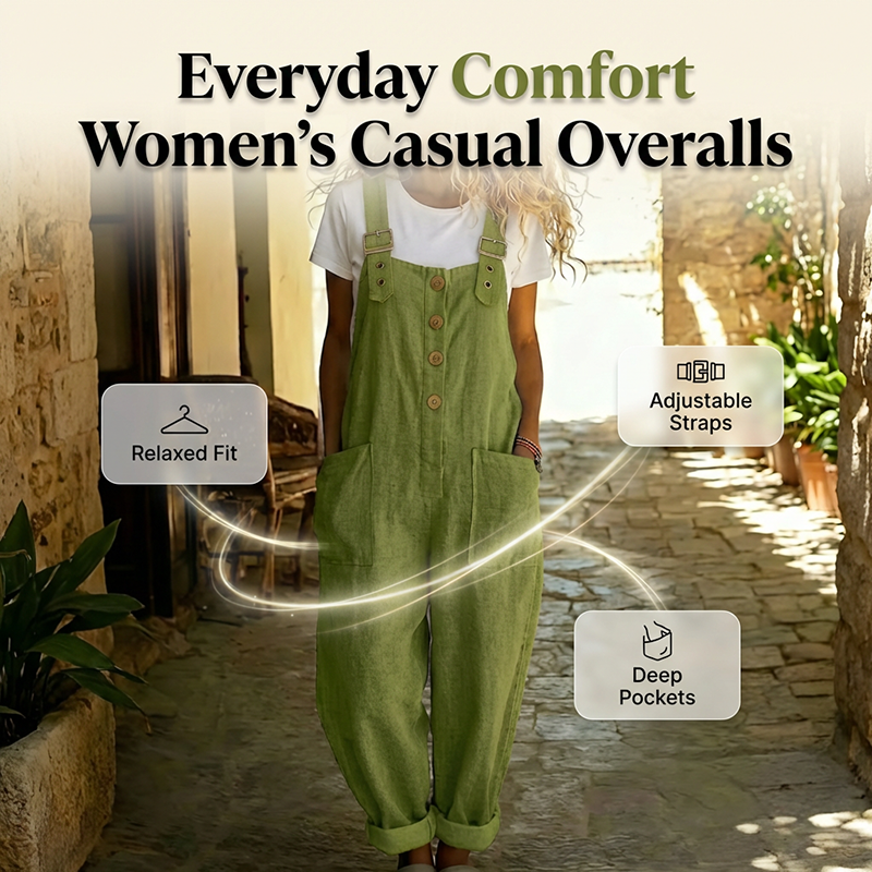 Blyora - Women's Loose Casual Jumpsuit with Adjustable Straps and Flowy Pants