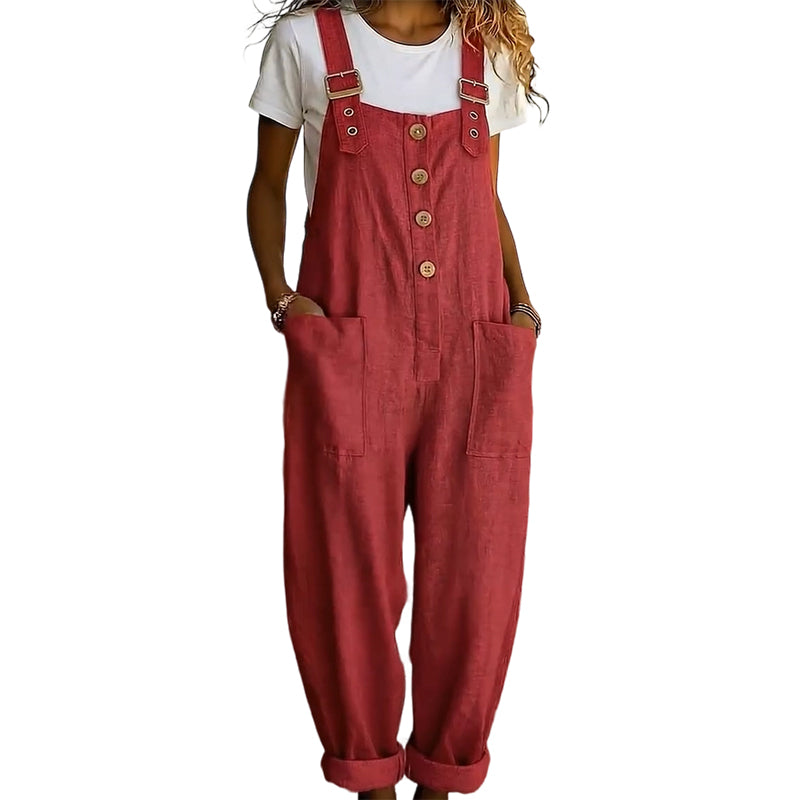 Blyora - Women's Loose Casual Jumpsuit with Adjustable Straps and Flowy Pants