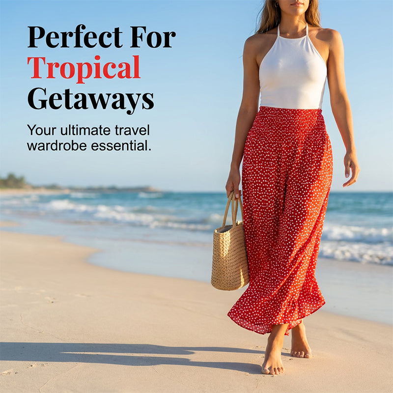 Ravixa - Women's Flowy High-Waisted Wide-Leg Pants for Summer