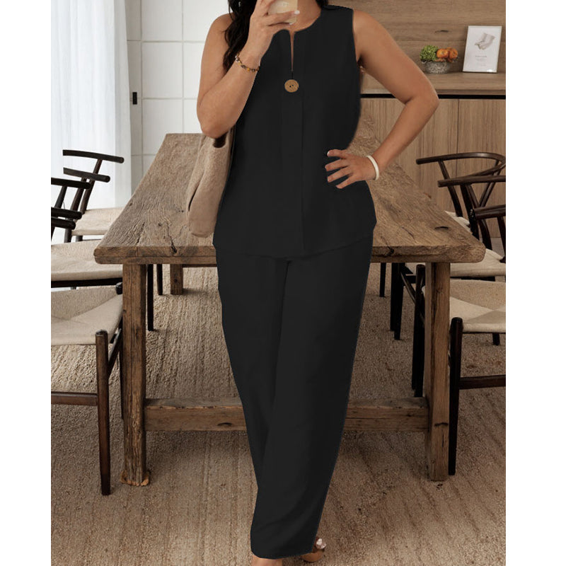 Jorevynna - Women's Sleeveless Elegant and Flowy Pant Set