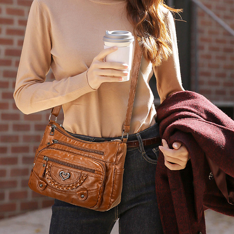 Quixelle - Women's Soft PU Leather Shoulder Bag with Multiple Pockets
