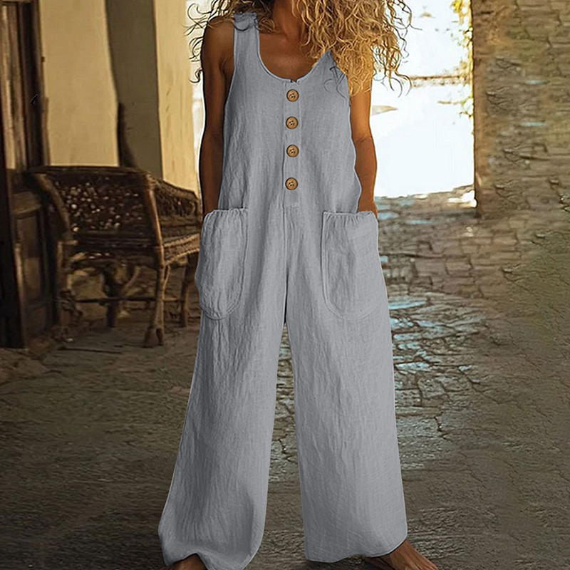 Beloria - Women's Sleeveless Wide-Leg Jumpsuit with Pockets