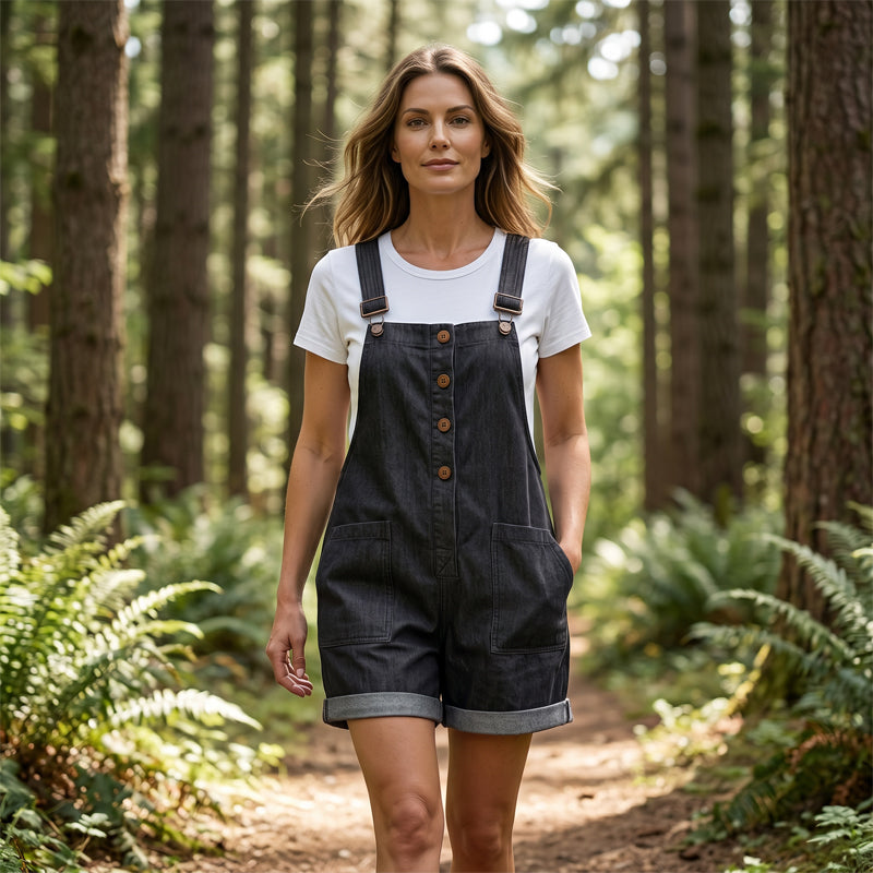 Quesselle - Women's Retro Jumpsuit with Adjustable Straps and Pockets
