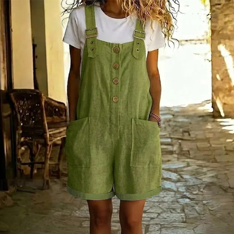 Quesselle - Women's Retro Jumpsuit with Adjustable Straps and Pockets
