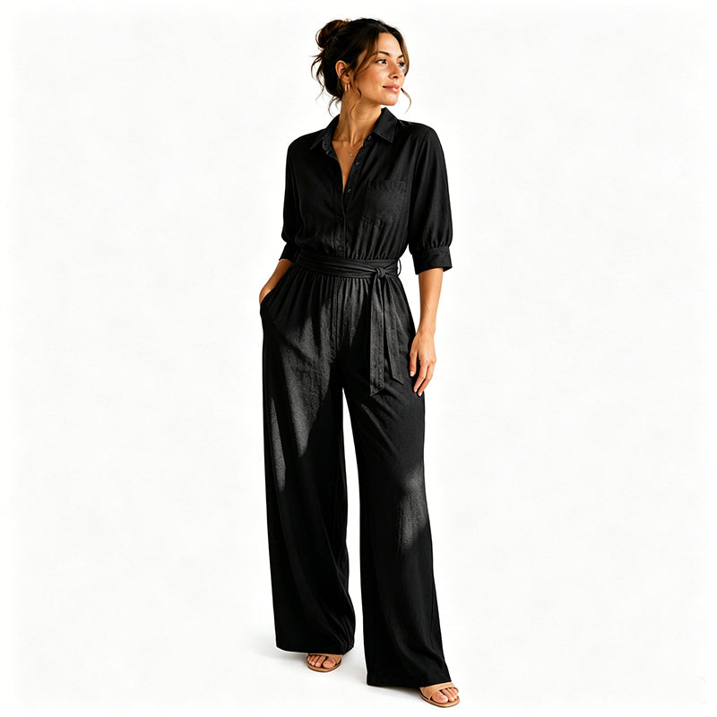 Cassiène - Combinaison femme chemise avec pantalon large