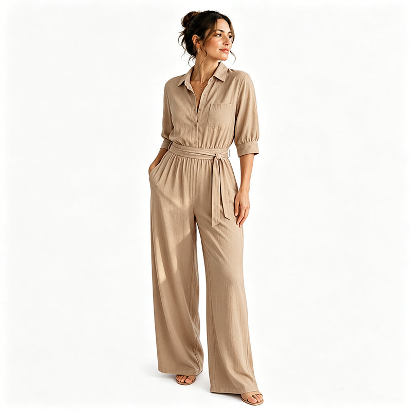 Cassiène - Combinaison femme chemise avec pantalon large