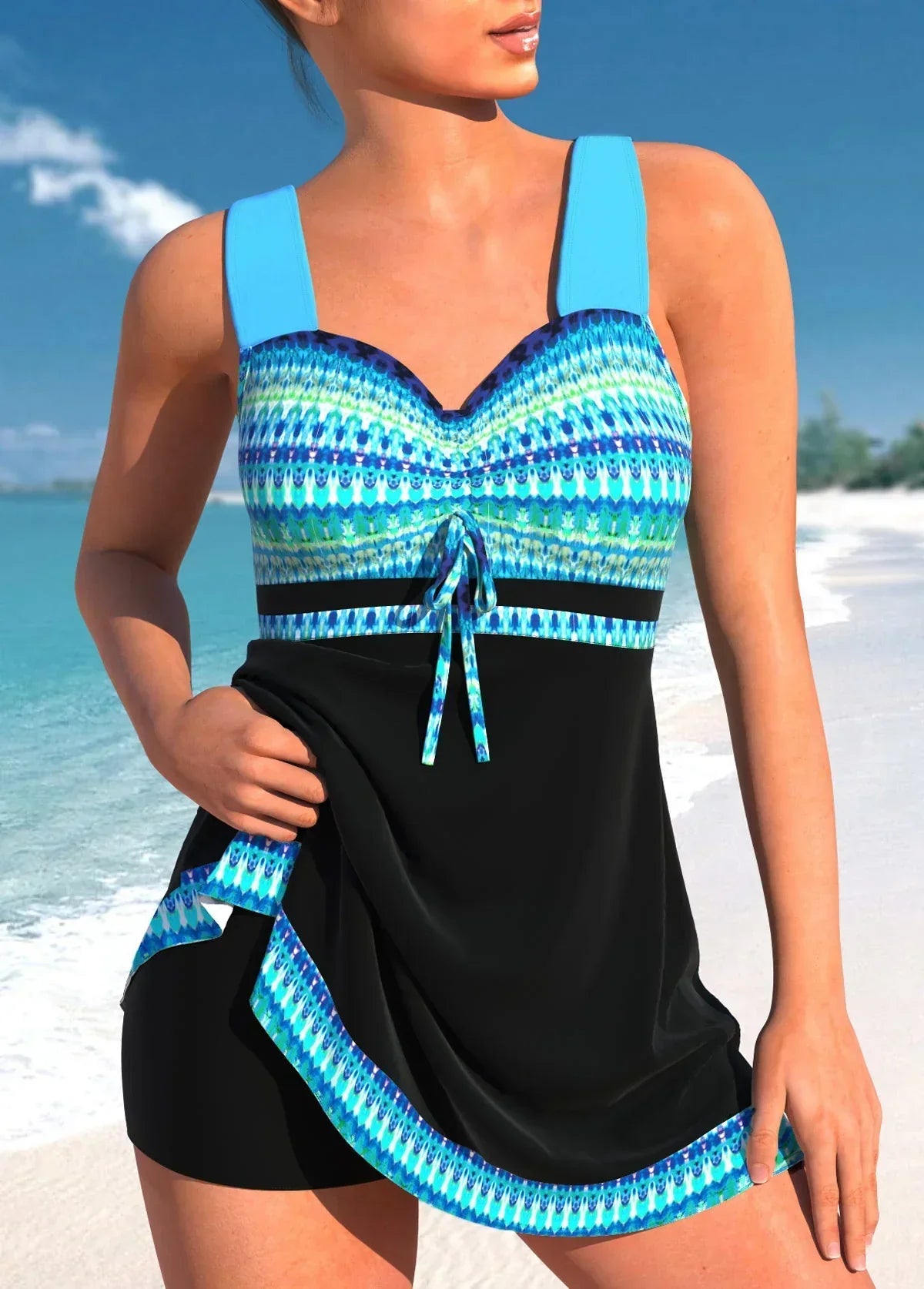 Gavorelle - Women's Printed Tankini Swimsuit with Attached Shorts